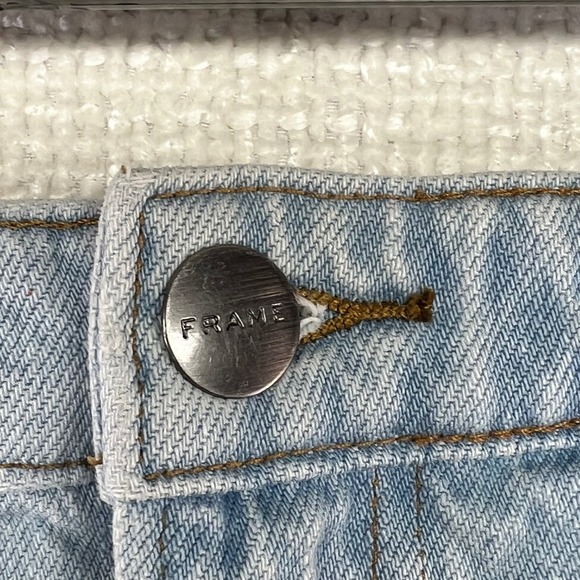 FRAME Denim Mini Skirt Womens Blue‎ Green Frayed Hem Utility Pockets - Picture 6 of 14